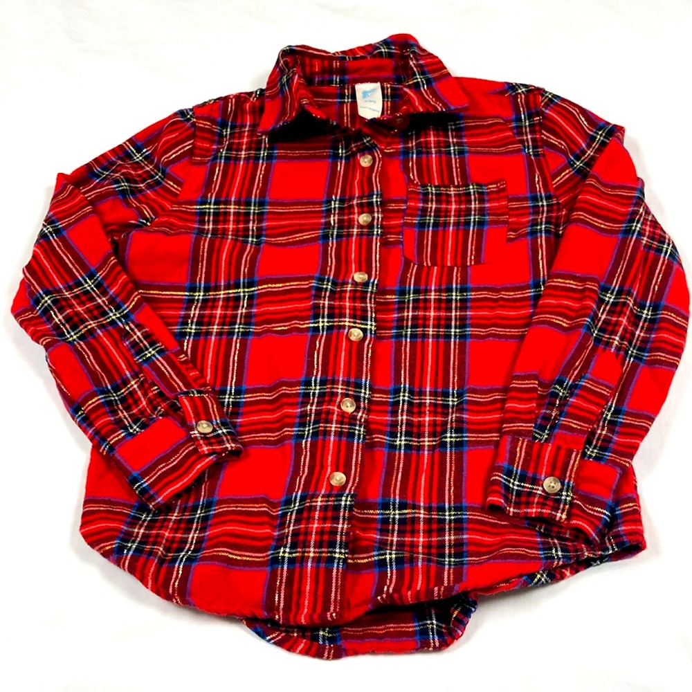 Thereabouts boys red Christmas plaid long sleeve button-down shirt size M & L